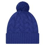 New York Giants girls youth new era royal new york giants cabled cuffed knit hat with pom | Giants Shop
