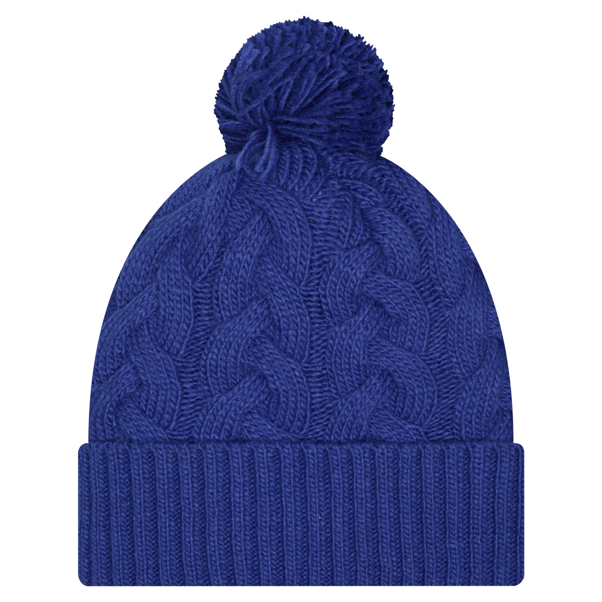 New York Giants girls youth new era royal new york giants cabled cuffed knit hat with pom | Giants Shop