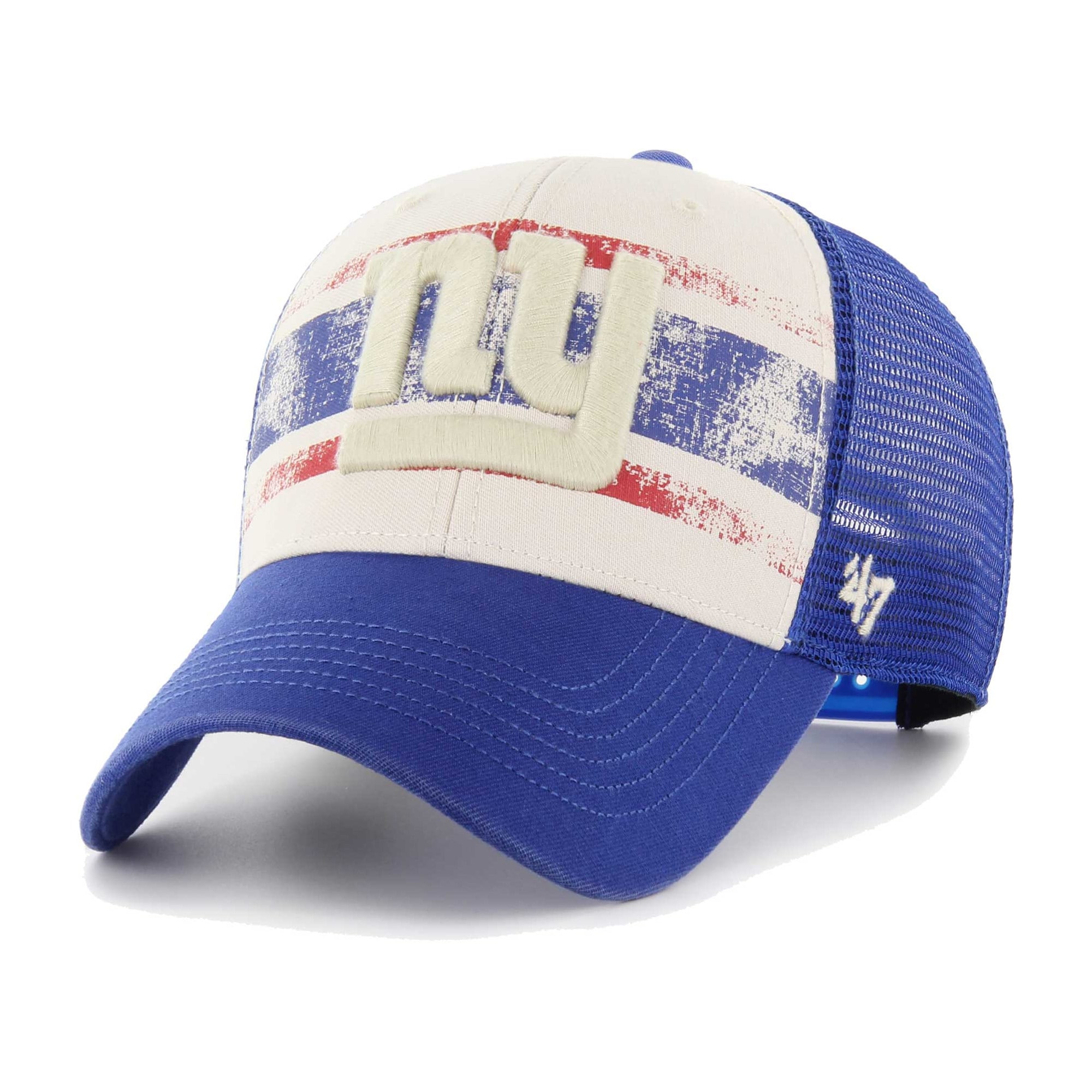 New York Giants mens 47 cream new york giants breakout mvp trucker adjustable hat | Giants Shop