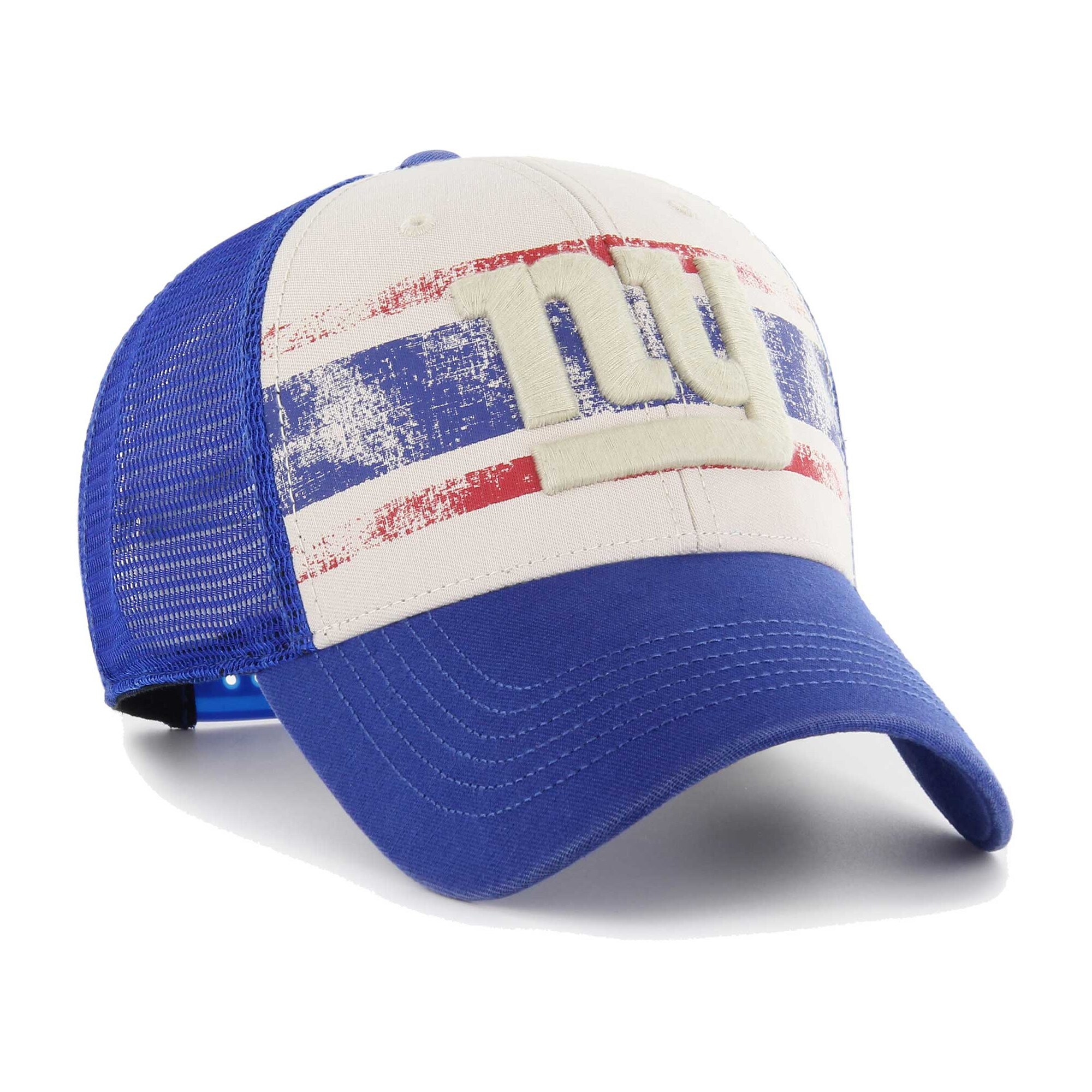New York Giants mens 47 cream new york giants breakout mvp trucker adjustable hat | Giants Shop