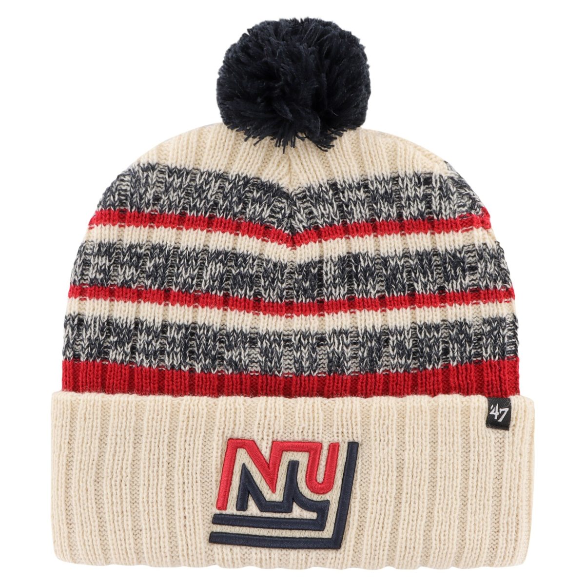 New York Giants mens 47 natural new york giants legacy tavern cuffed knit hat with pom | Giants Shop