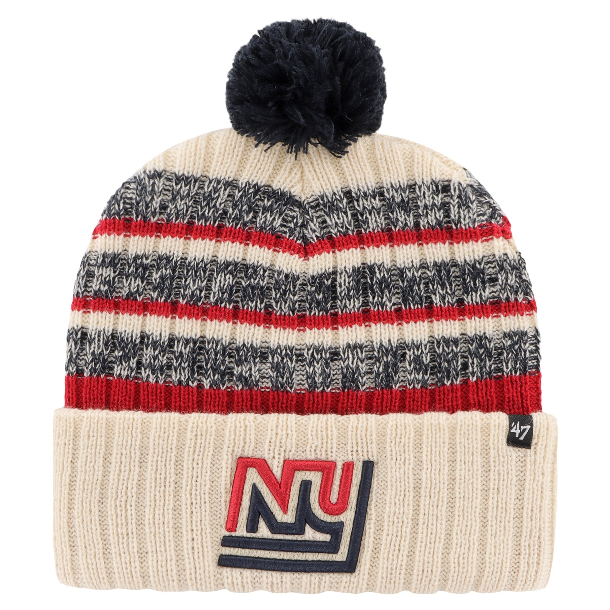 New York Giants mens 47 natural new york giants legacy tavern cuffed knit hat with pom | Giants Shop