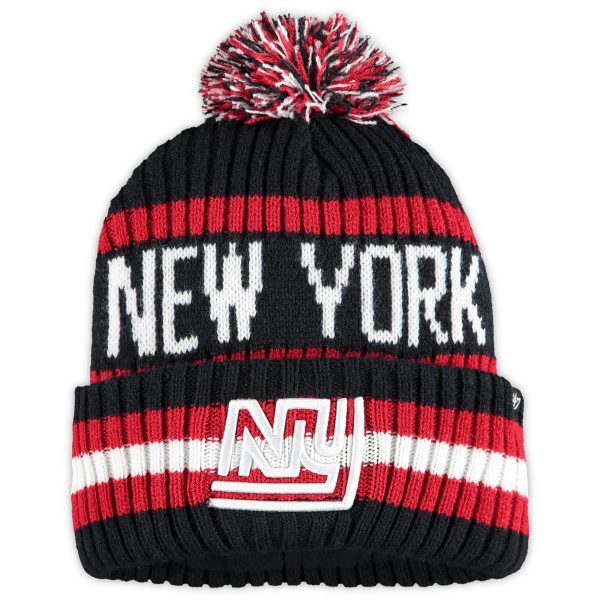 New York Giants mens 47 navy new york giants legacy bering cuffed knit hat with pom | Giants Shop