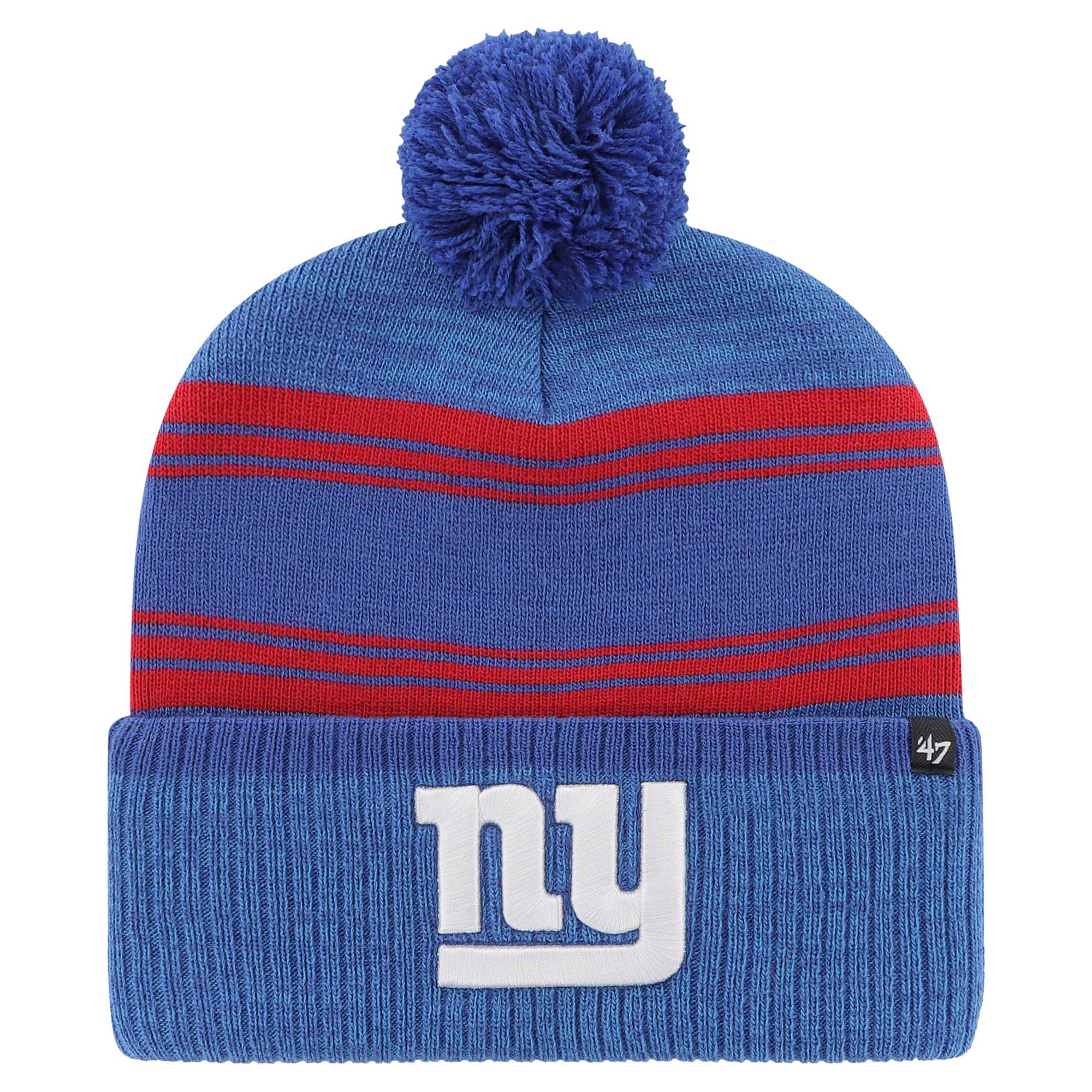 New York Giants mens 47 royal new york giants fadeout cuffed knit hat with pom | Giants Shop