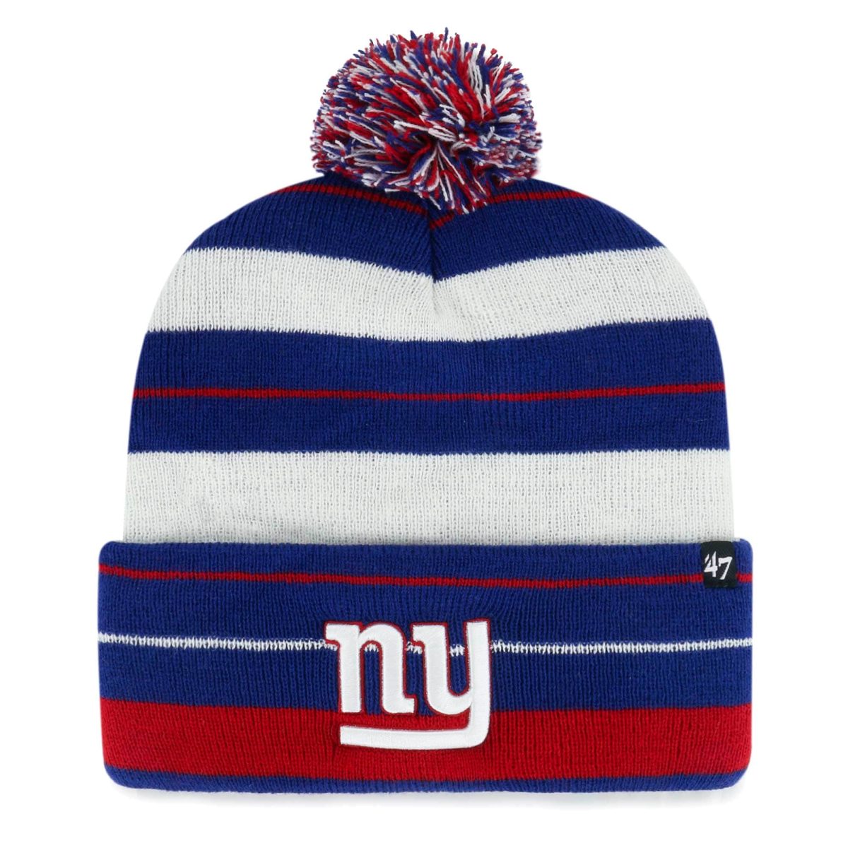 New York Giants mens 47 royal new york giants powerline cuffed knit hat with pom | Giants Shop