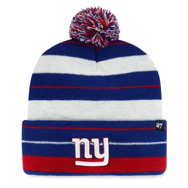 New York Giants mens 47 royal new york giants powerline cuffed knit hat with pom | Giants Shop