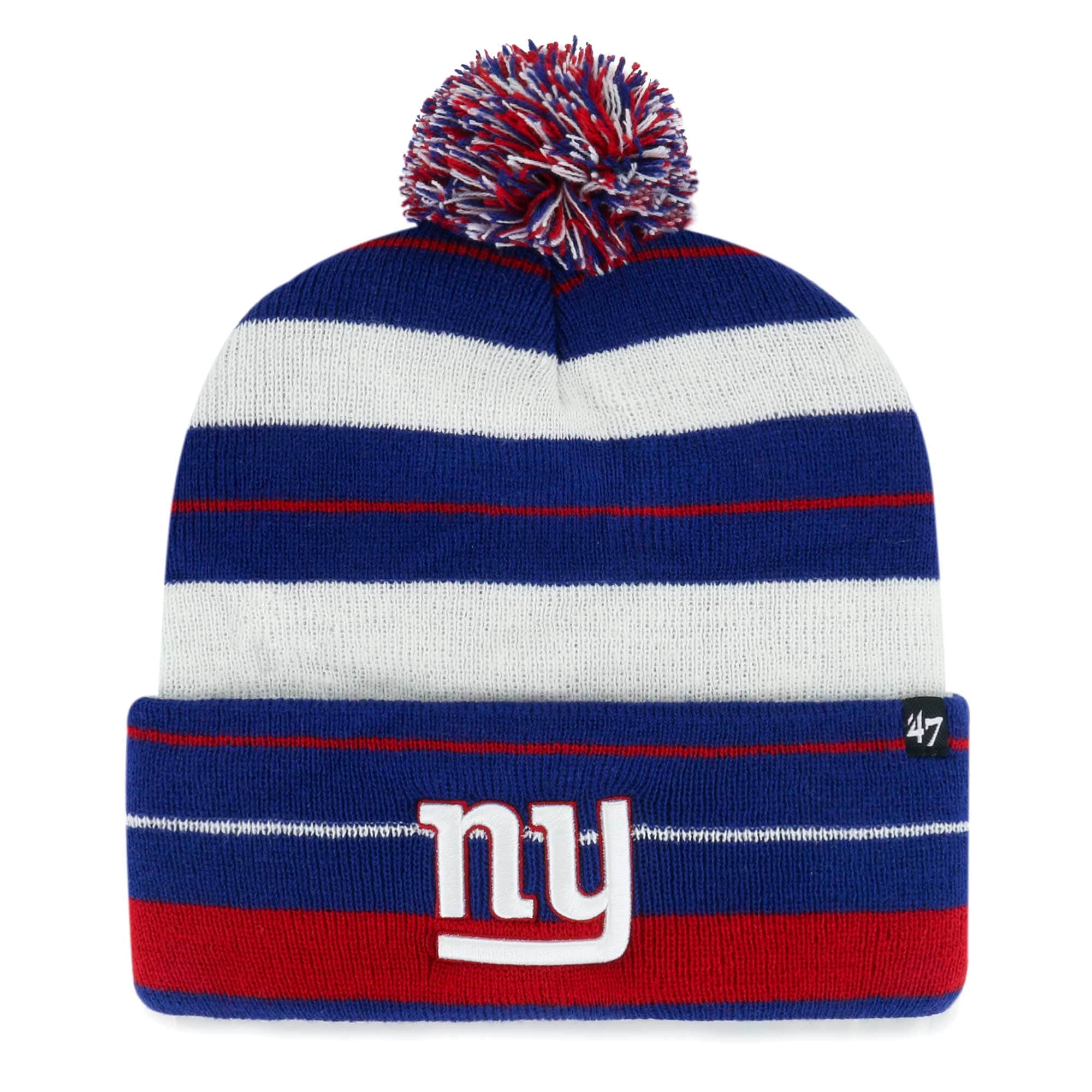 New York Giants mens 47 royal new york giants powerline cuffed knit hat with pom | Giants Shop