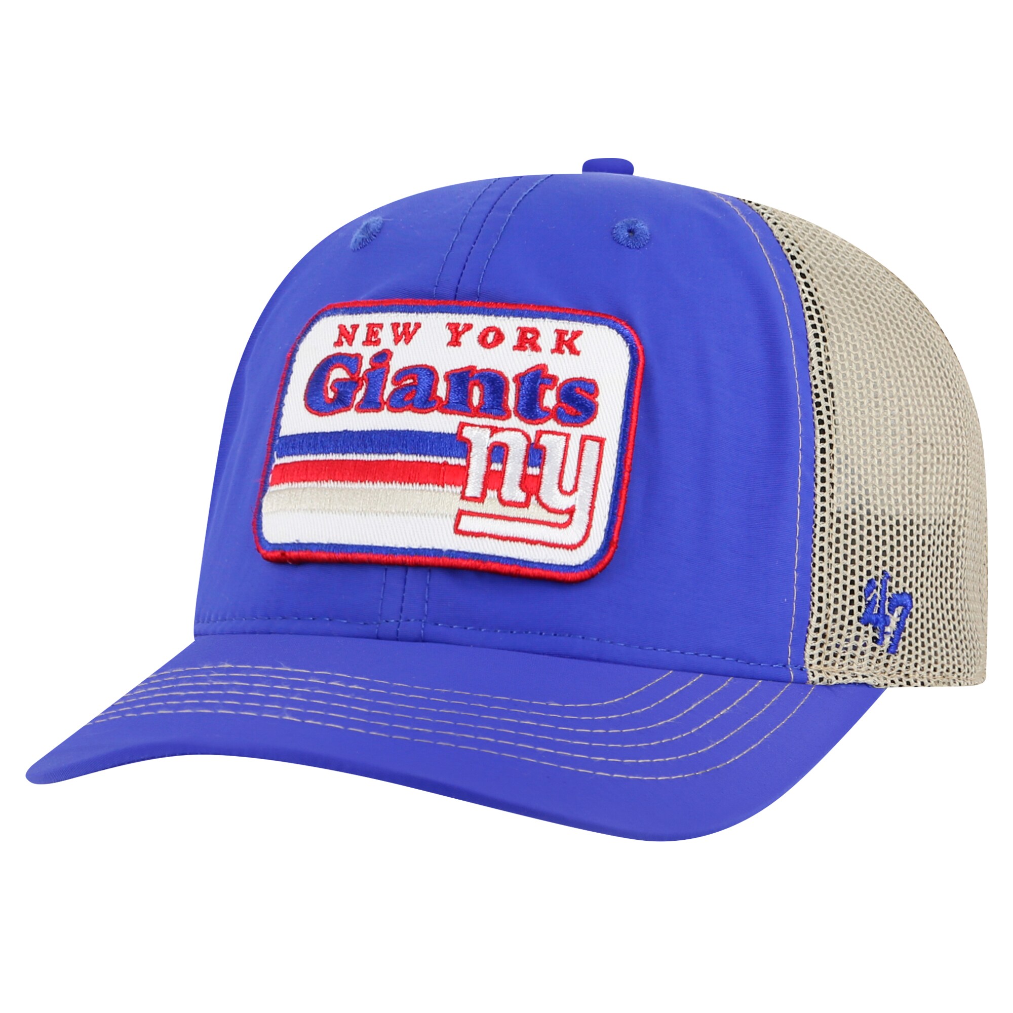 New York Giants mens 47 royalnatural new york giants campscape relaxed trucker adjustable hat | Giants Shop