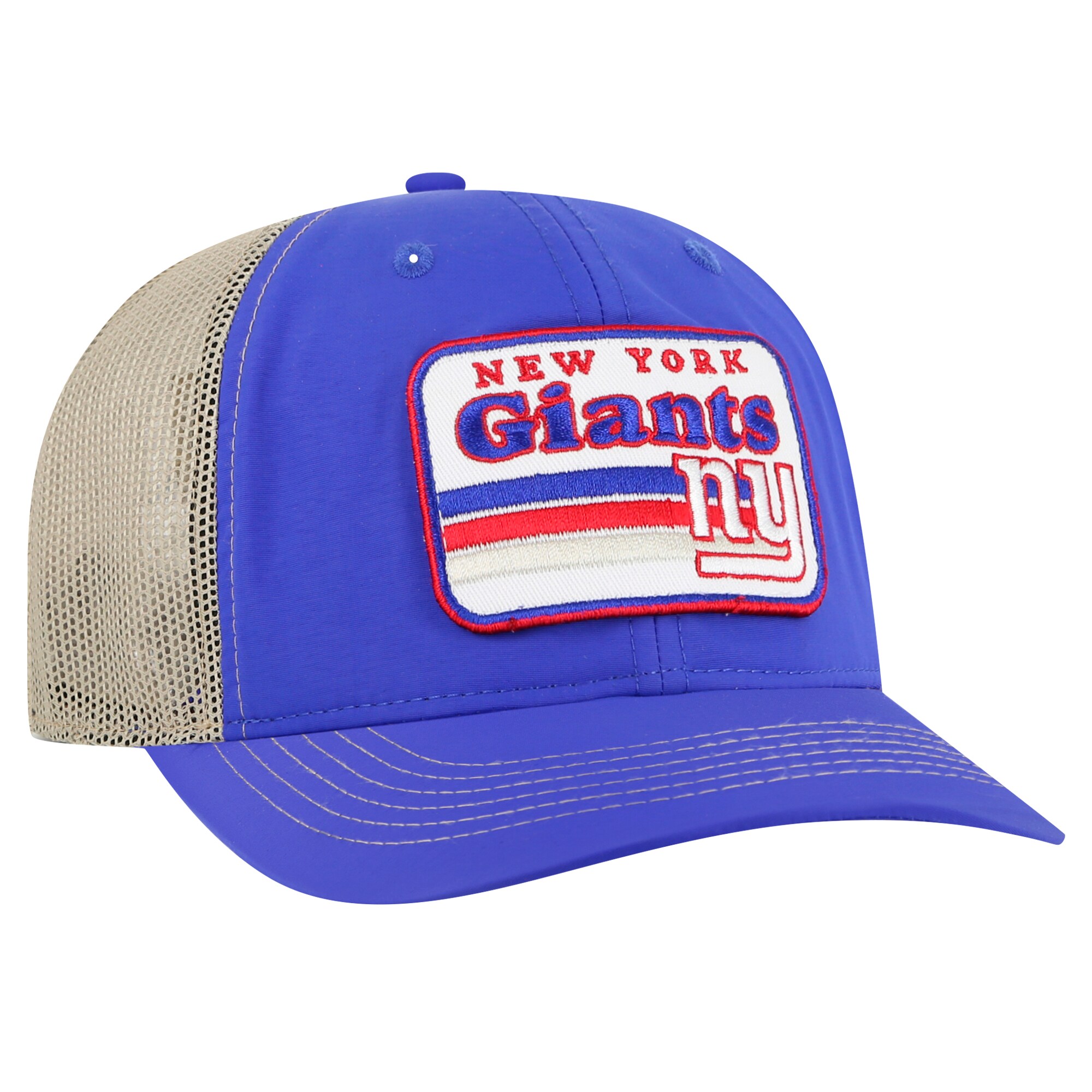 New York Giants mens 47 royalnatural new york giants campscape relaxed trucker adjustable hat | Giants Shop