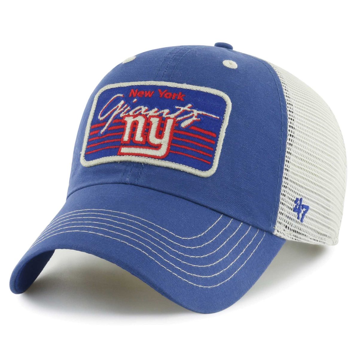 New York Giants mens 47 royalnatural new york giants five point trucker clean up adjustable hat | Giants Shop