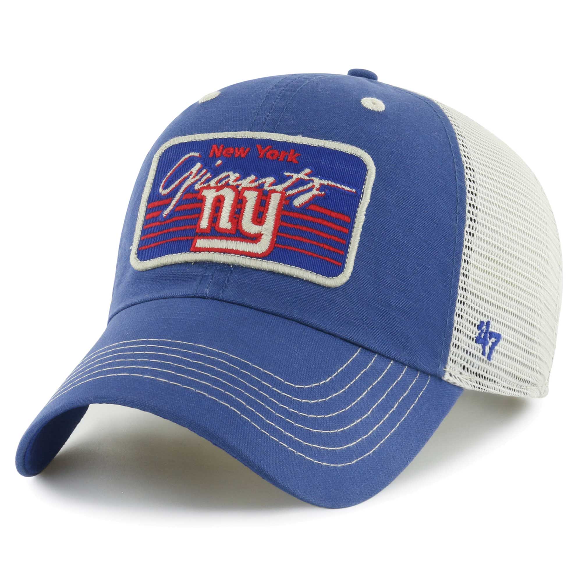 New York Giants mens 47 royalnatural new york giants five point trucker clean up adjustable hat | Giants Shop