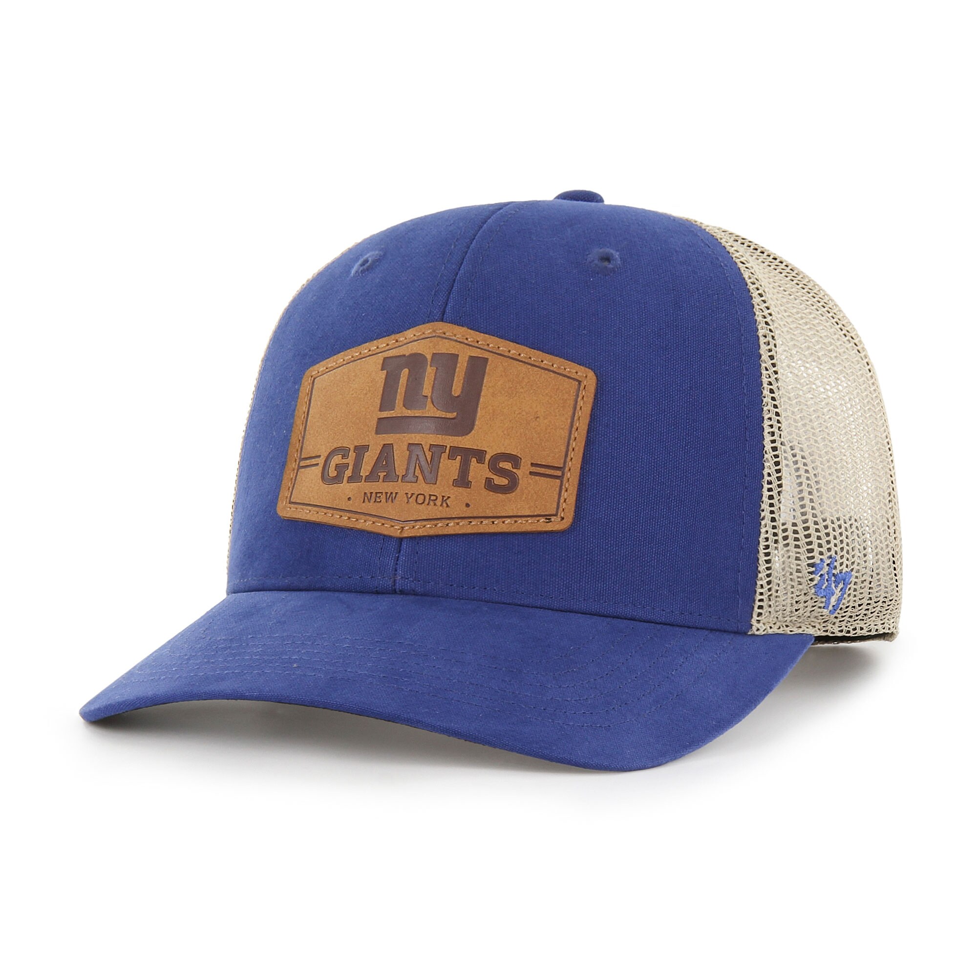 New York Giants mens 47 royalnatural new york giants rawhide trucker adjustable hat | Giants Shop