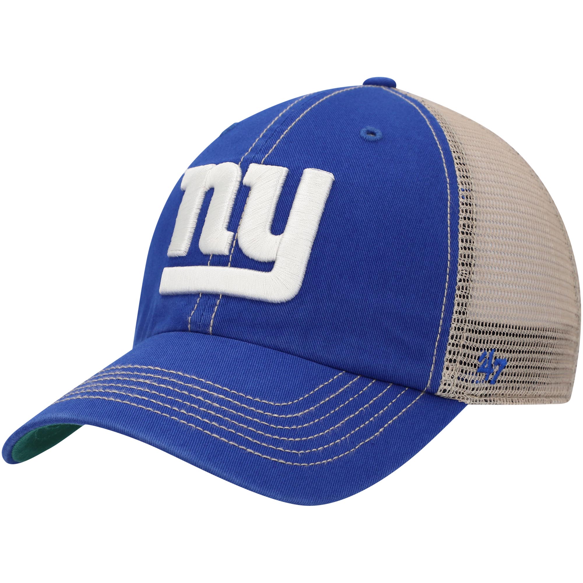 New York Giants mens 47 royalnatural new york giants trawler trucker clean up snapback hat | Giants Shop