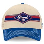 New York Giants mens fanatics naturalroyal new york giants diamond stripe trucker adjustable hat | Giants Shop