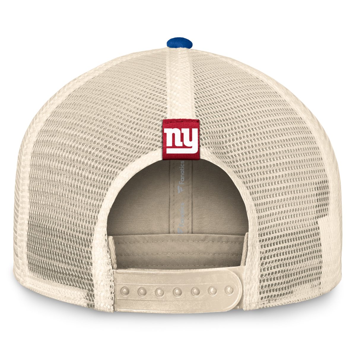 New York Giants mens fanatics naturalroyal new york giants diamond stripe trucker adjustable hat | Giants Shop