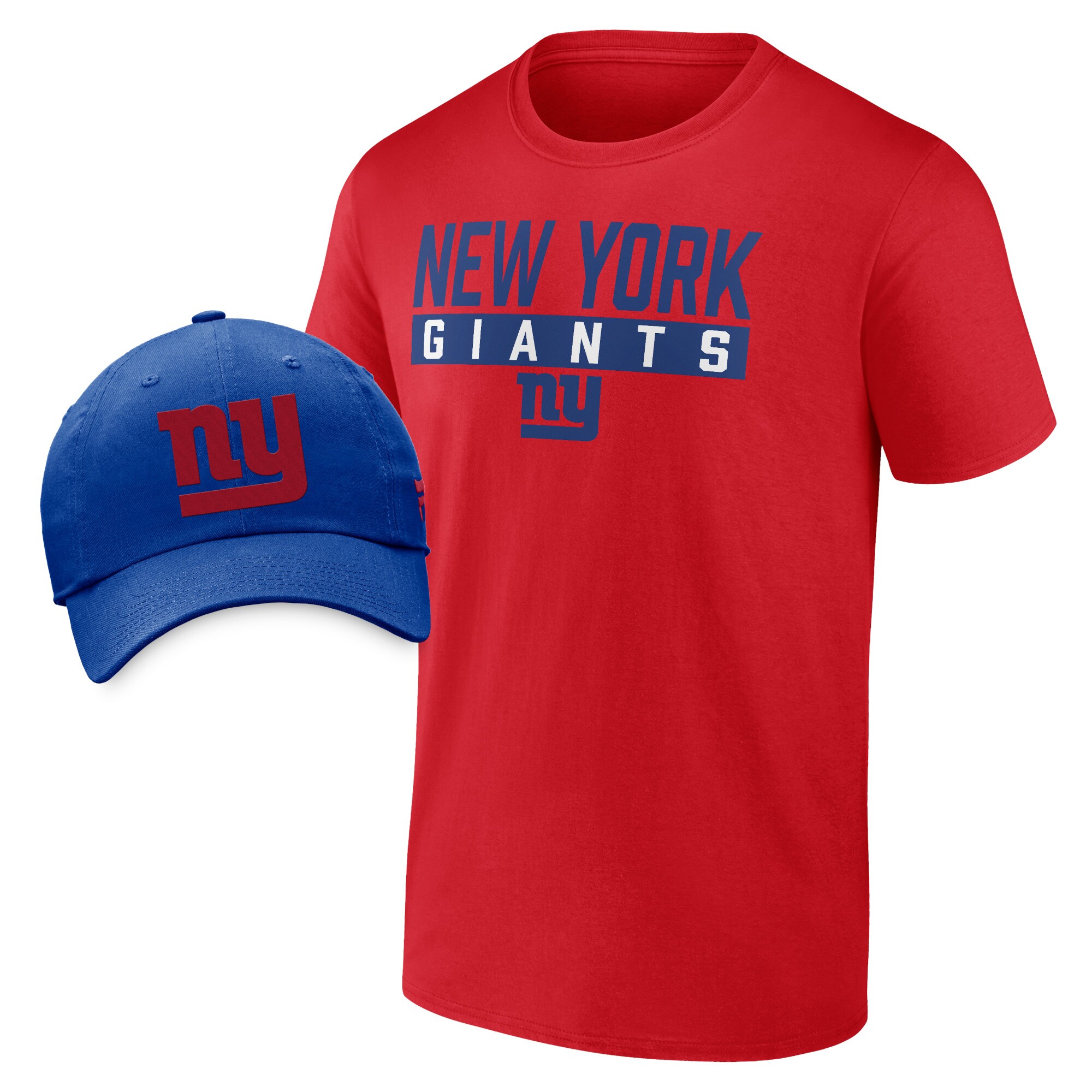 New York Giants mens fanatics redroyal new york giants t-shirt  adjustable hat combo pack | Giants Shop