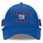 New York Giants mens fanatics royalwhite new york giants fundamentals side stripe trucker adjustable hat | Giants Shop