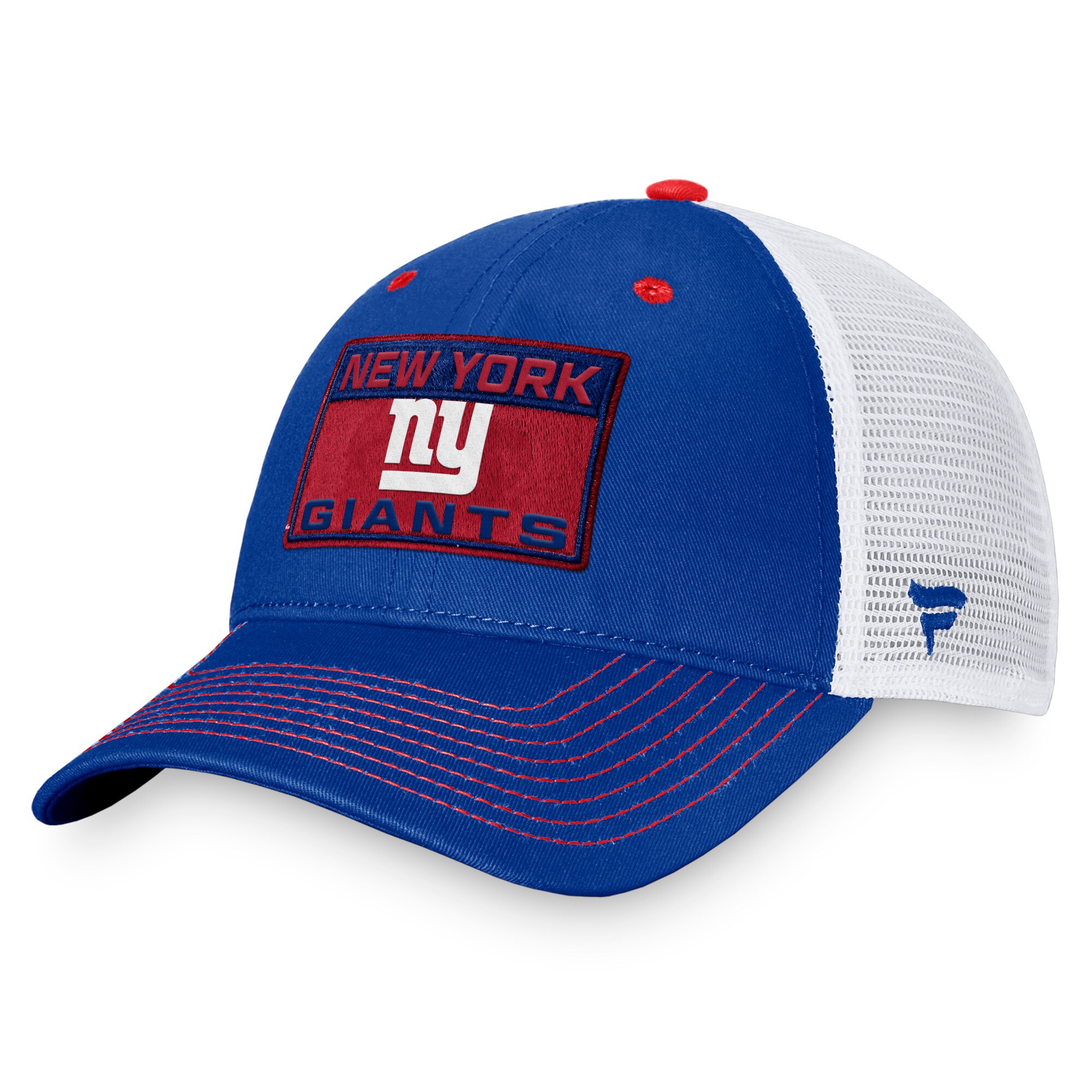 New York Giants mens fanatics royalwhite new york giants fundamentals trucker adjustable hat | Giants Shop