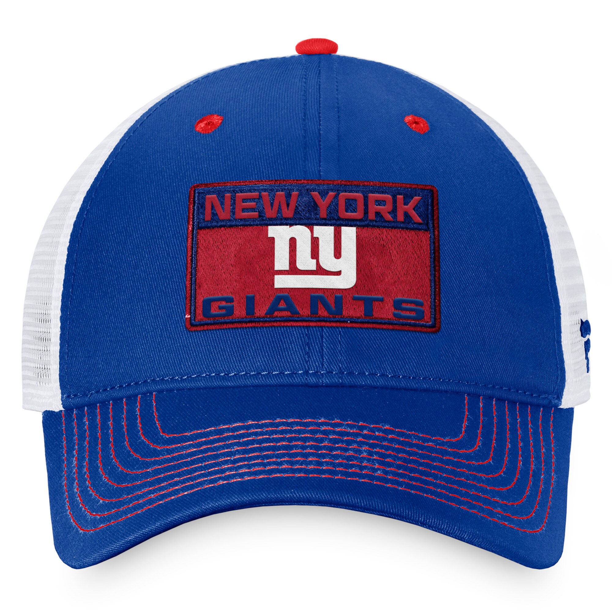 New York Giants mens fanatics royalwhite new york giants fundamentals trucker adjustable hat | Giants Shop