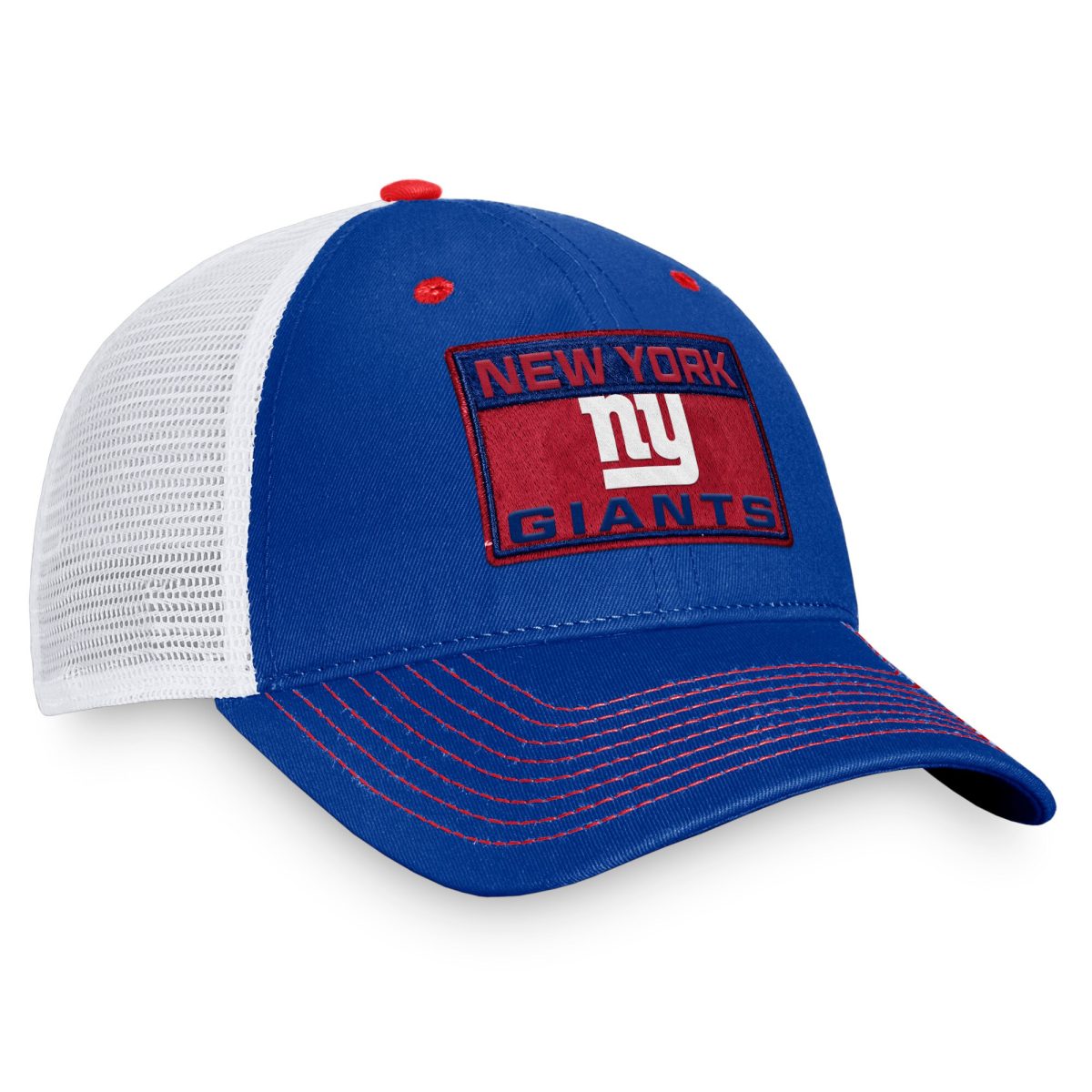 New York Giants mens fanatics royalwhite new york giants fundamentals trucker adjustable hat | Giants Shop