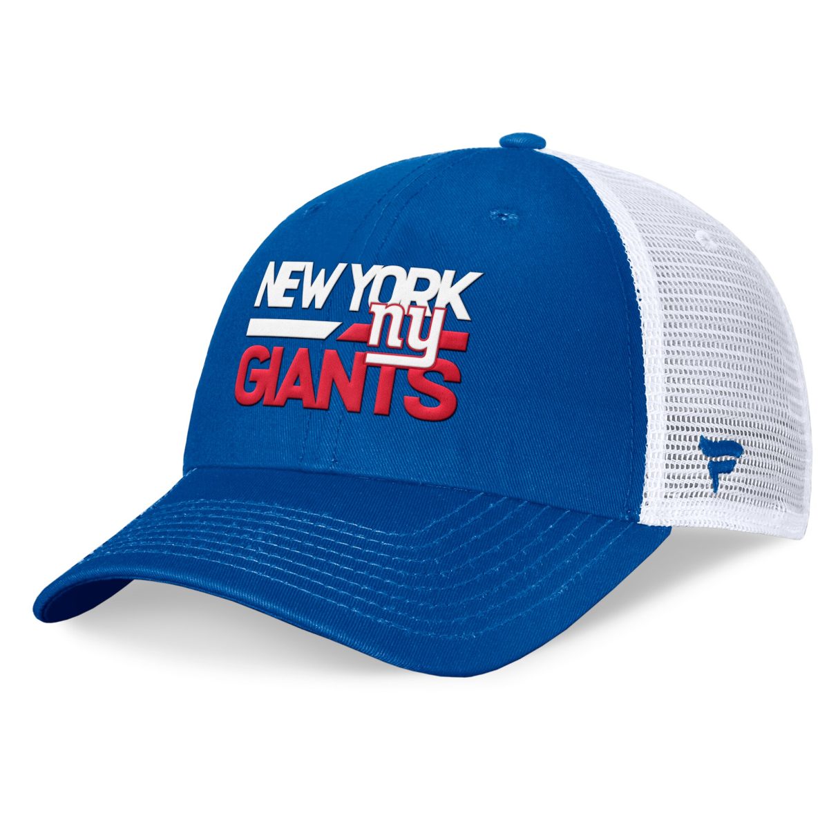 New York Giants mens fanatics royalwhite new york giants upper trucker adjustable hat | Giants Shop