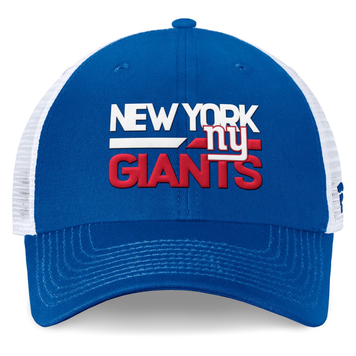 New York Giants mens fanatics royalwhite new york giants upper trucker adjustable hat | Giants Shop