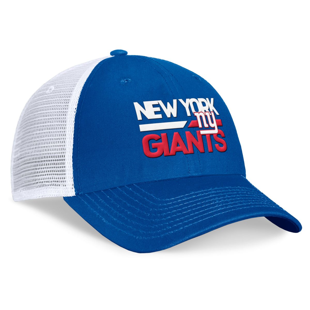 New York Giants mens fanatics royalwhite new york giants upper trucker adjustable hat | Giants Shop