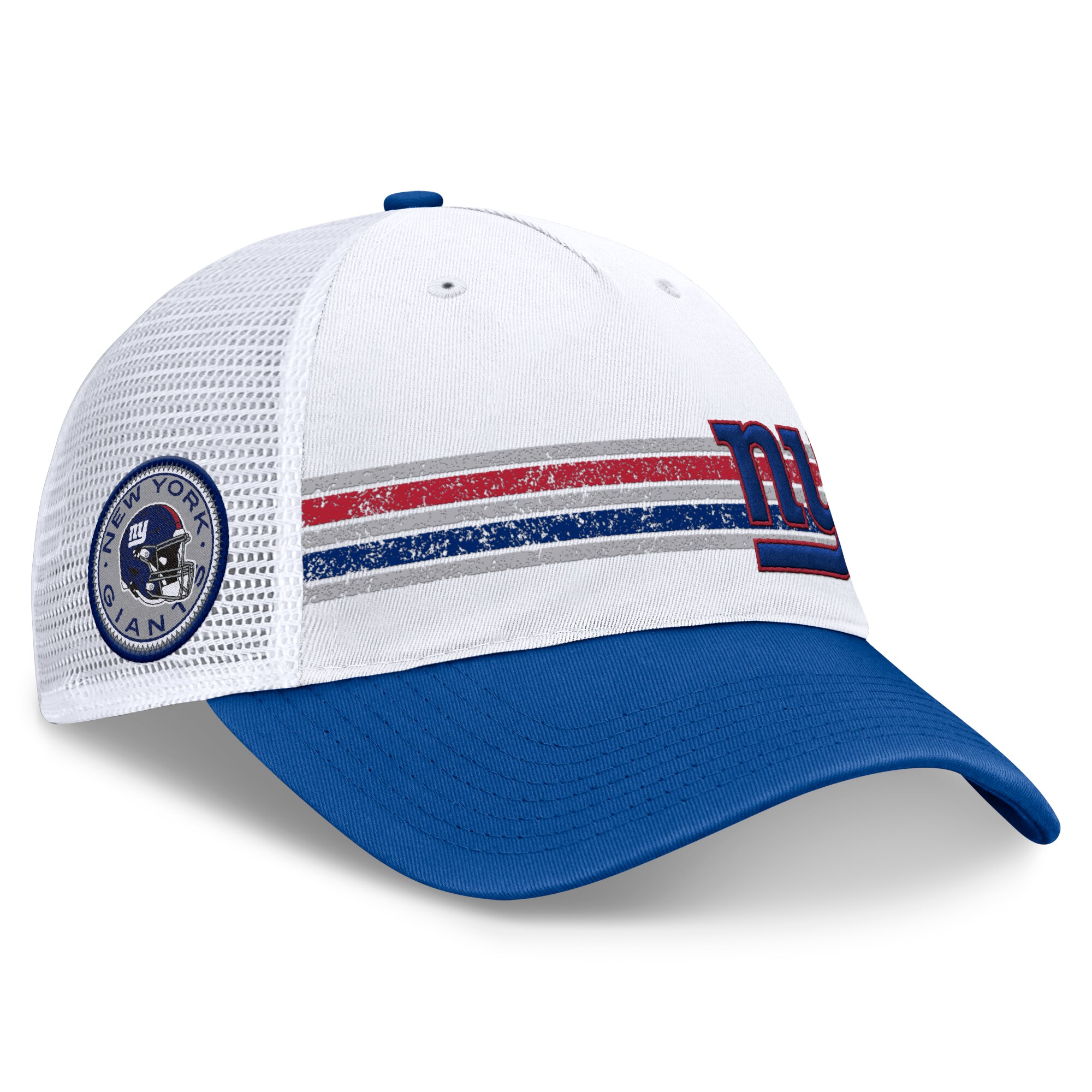 New York Giants mens fanatics whiteroyal new york giants flawless stripe adjustable hat | Giants Shop