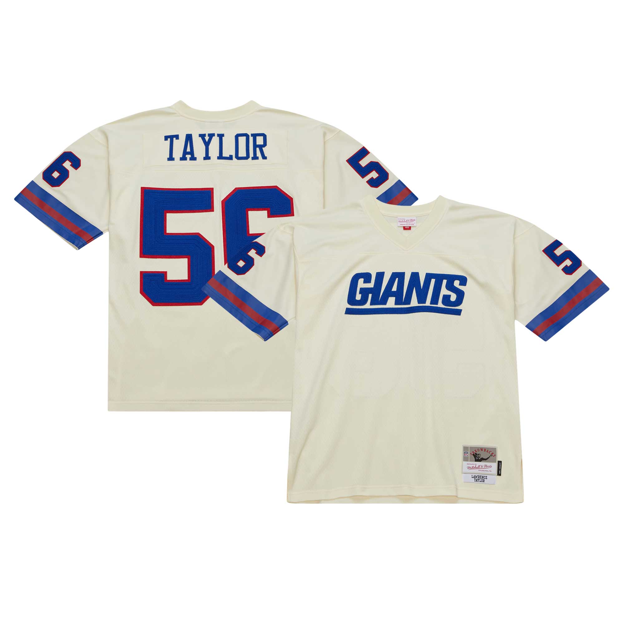 New York Giants mens mitchell  ness lawrence taylor cream new york giants chainstitch legacy jersey | Giants Shop