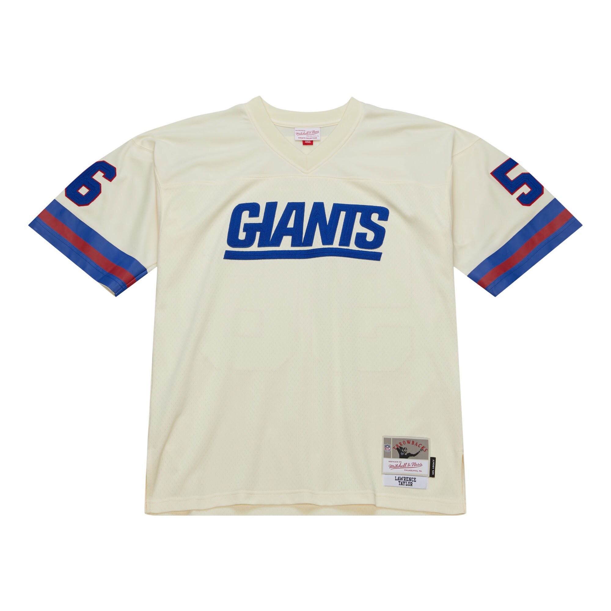 New York Giants mens mitchell  ness lawrence taylor cream new york giants chainstitch legacy jersey | Giants Shop