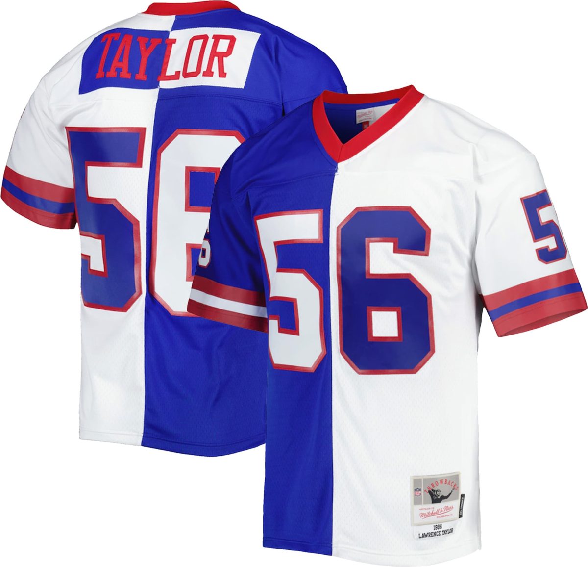 New York Giants mens mitchell  ness lawrence taylor royalwhite new york giants 1986 split legacy replica jersey | Giants Shop