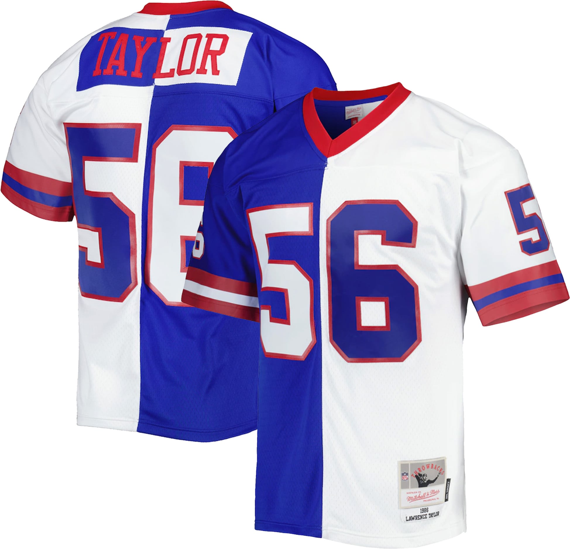 New York Giants mens mitchell  ness lawrence taylor royalwhite new york giants 1986 split legacy replica jersey | Giants Shop