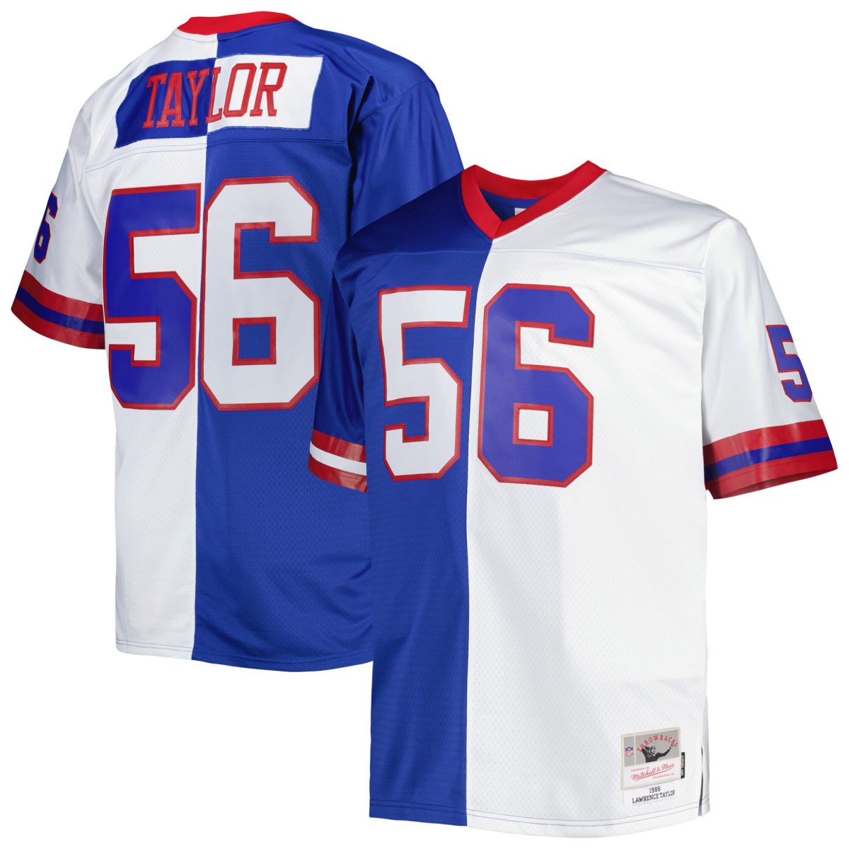New York Giants mens mitchell  ness lawrence taylor royalwhite new york giants big  tall split legacy retired player replica jersey | Giants Shop