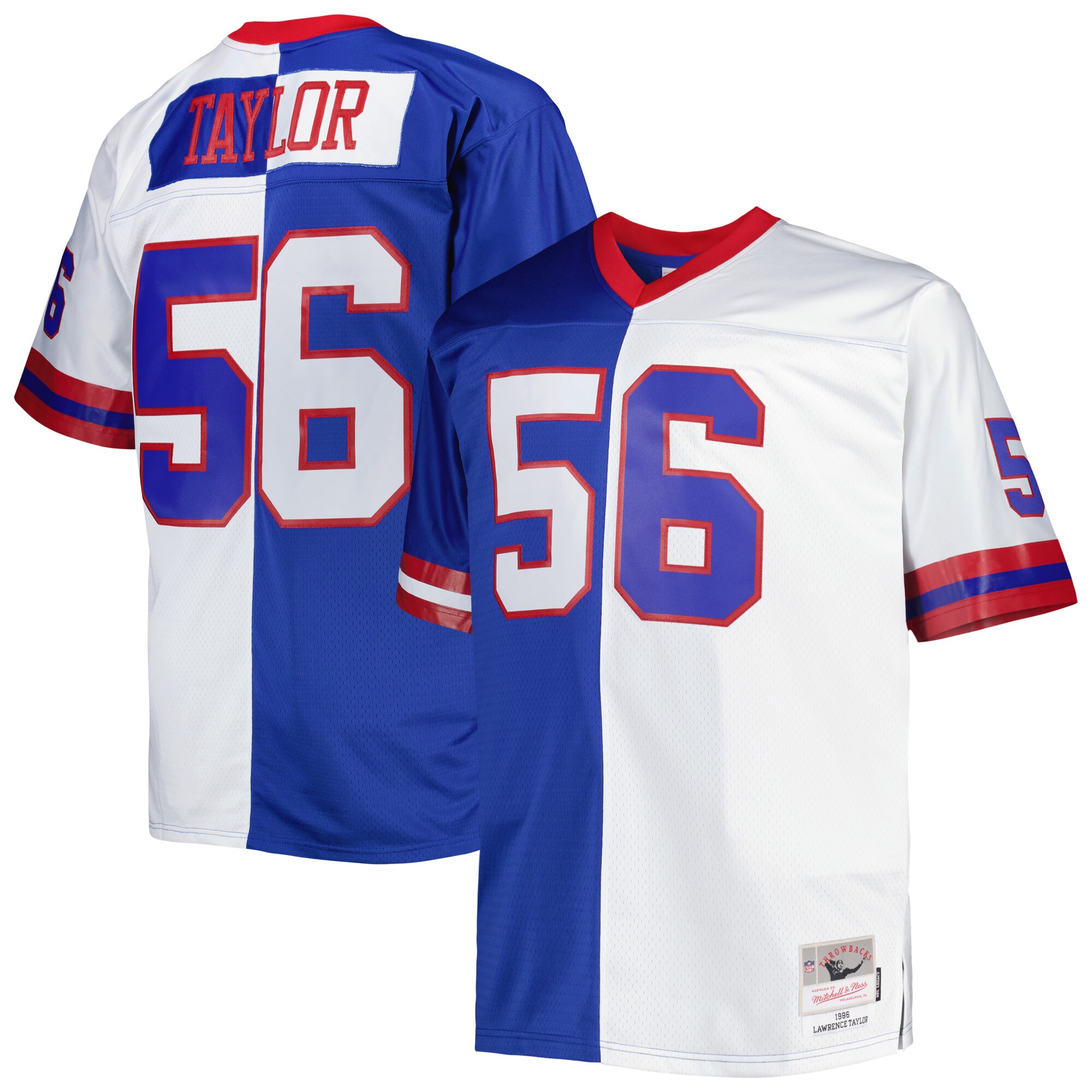 New York Giants mens mitchell  ness lawrence taylor royalwhite new york giants big  tall split legacy retired player replica jersey | Giants Shop
