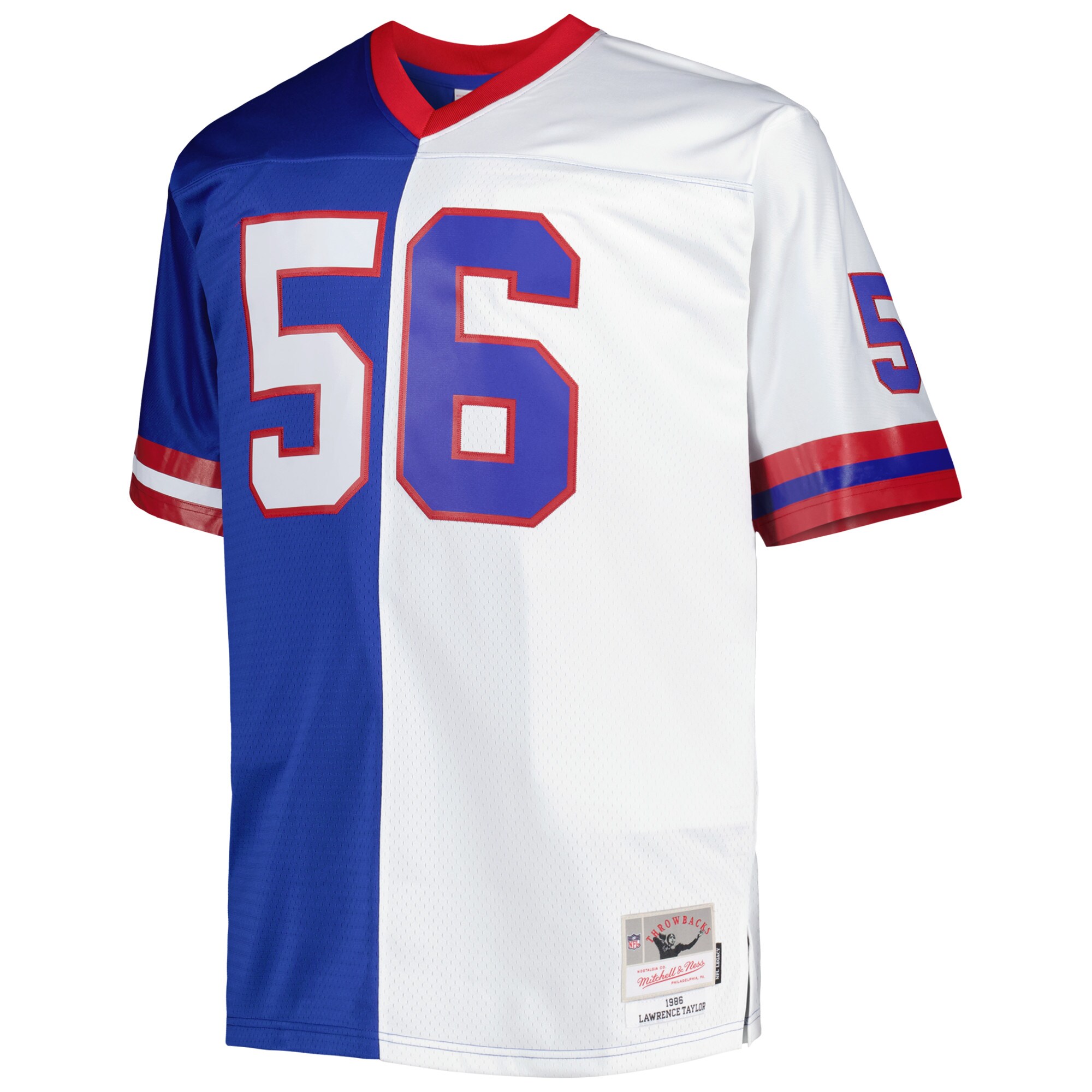 New York Giants mens mitchell  ness lawrence taylor royalwhite new york giants big  tall split legacy retired player replica jersey | Giants Shop