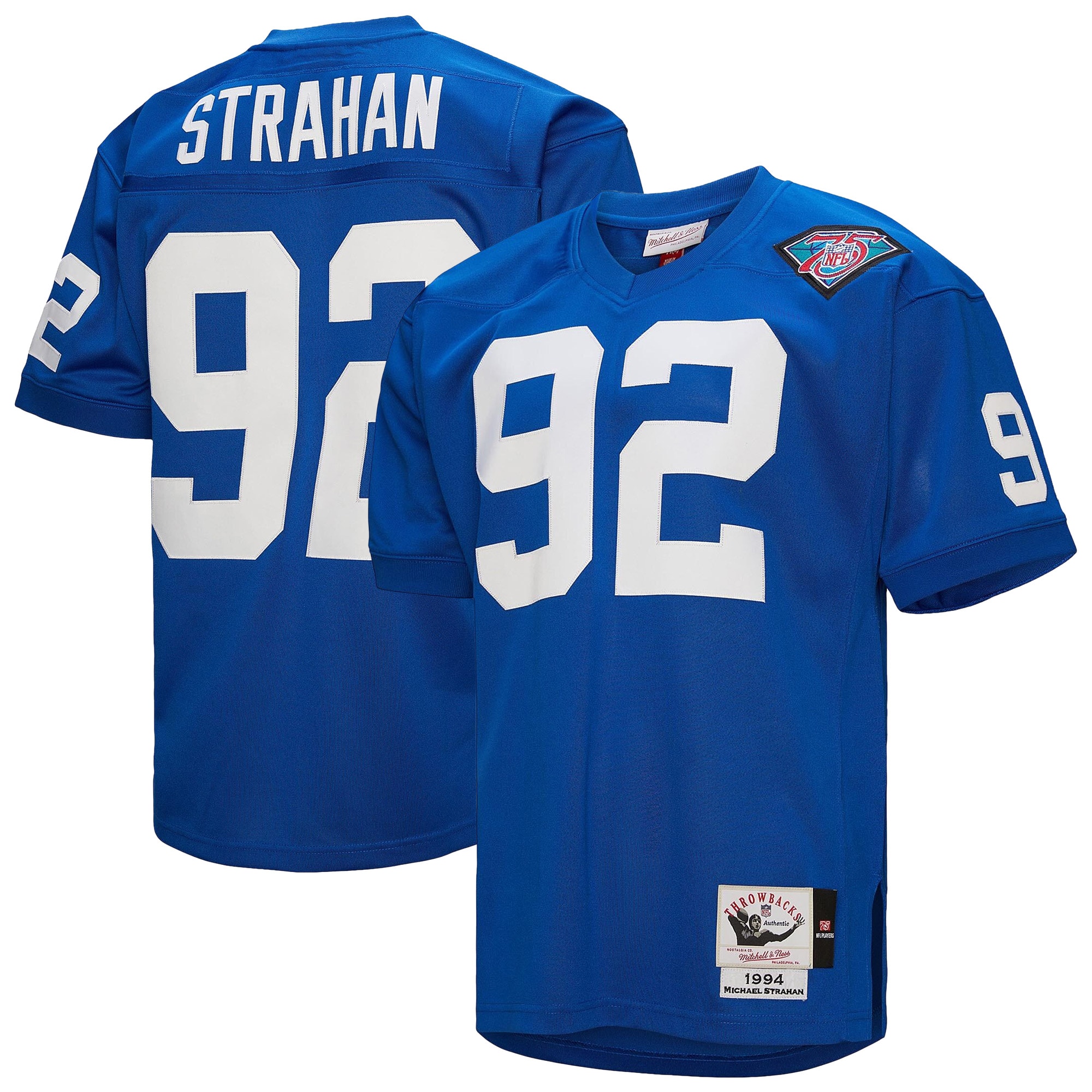 New York Giants mens mitchell  ness michael strahan royal new york giants 1994 authentic throwback retired player jersey | Giants Shop