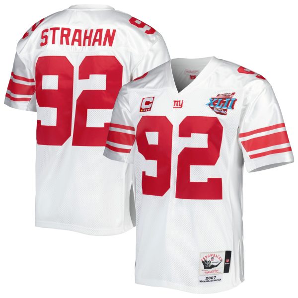 New York Giants mens mitchell  ness michael strahan white new york giants 2007 authentic throwback retired player jersey | Giants Shop