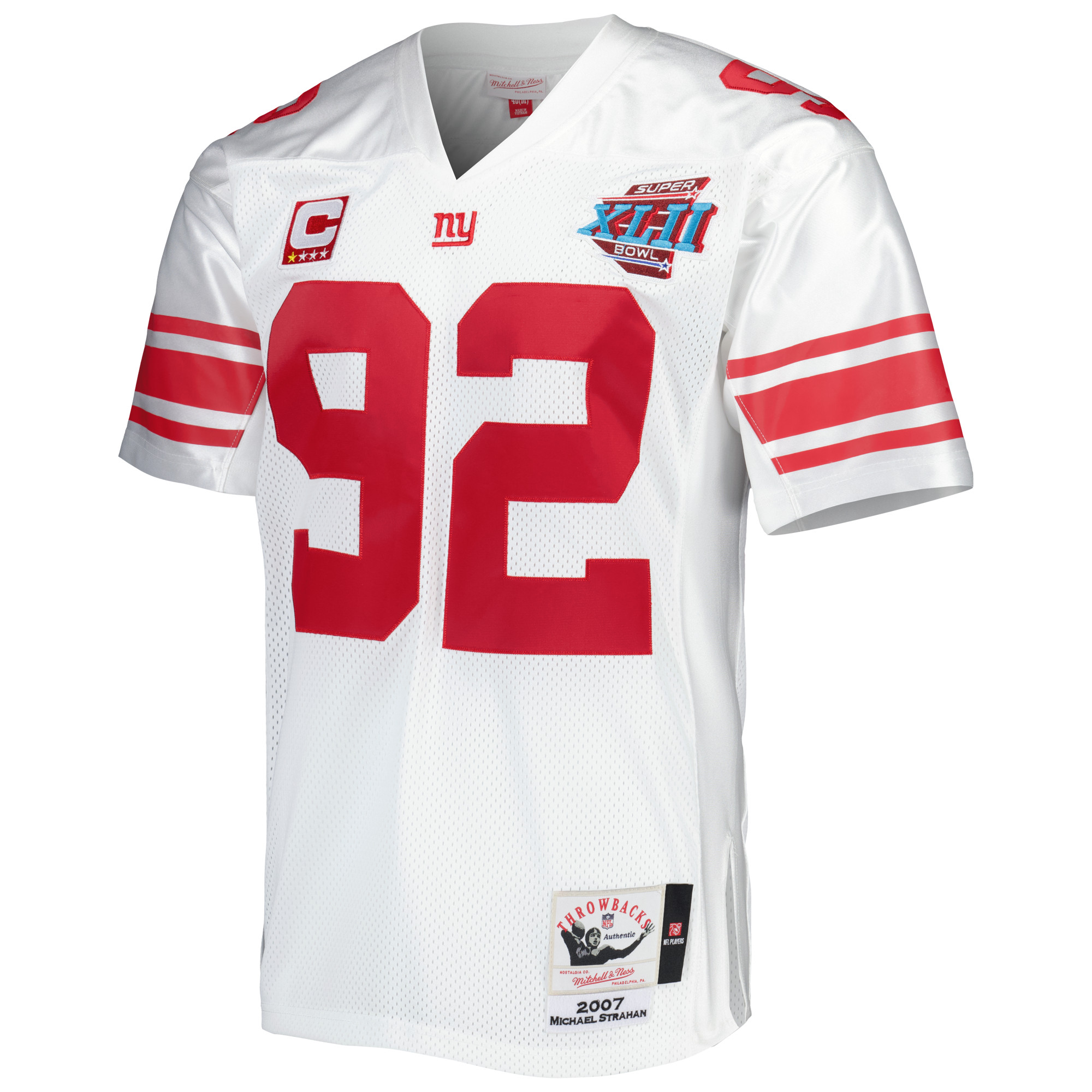New York Giants mens mitchell  ness michael strahan white new york giants 2007 authentic throwback retired player jersey | Giants Shop