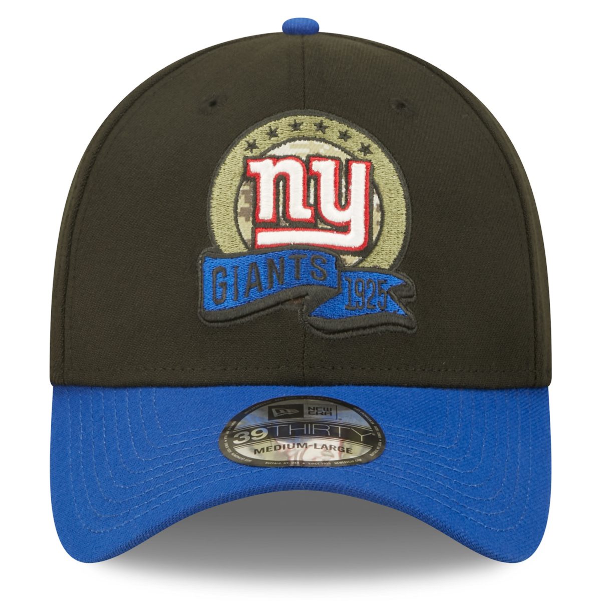 New York Giants mens new era black new york giants 2022 salute to service 39thirty flex hat | Giants Shop