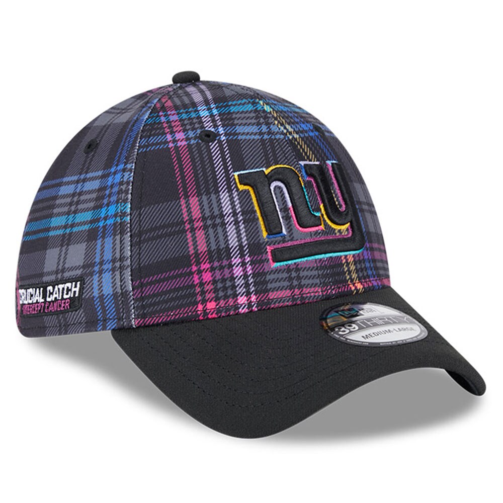 New York Giants mens new era black new york giants 2024 nfl crucial catch plaid 39thirty flex hat | Giants Shop