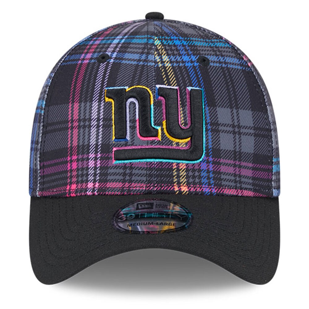 New York Giants mens new era black new york giants 2024 nfl crucial catch plaid 39thirty flex hat | Giants Shop