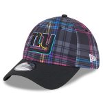 New York Giants mens new era black new york giants 2024 nfl crucial catch plaid 39thirty flex hat | Giants Shop