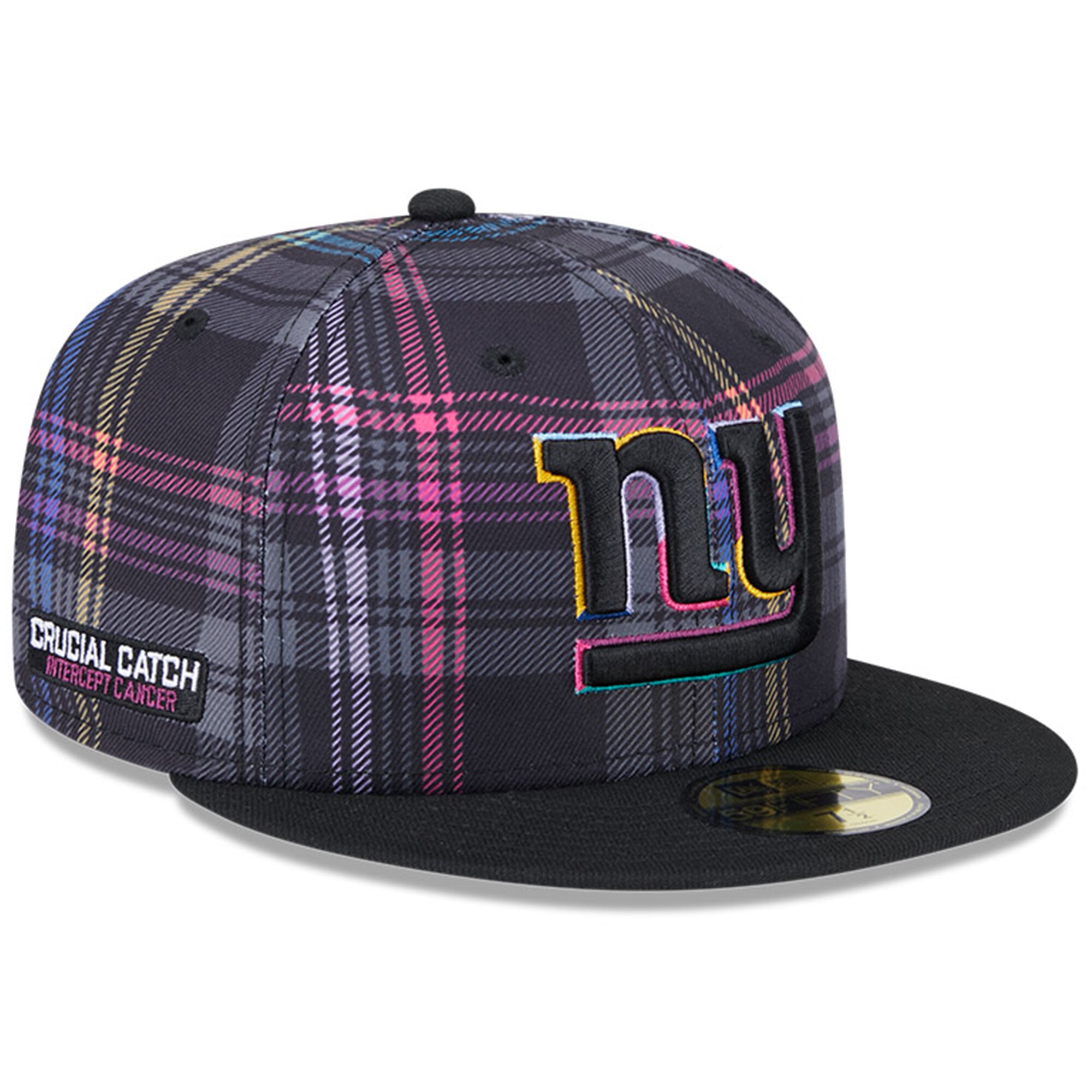 New York Giants mens new era black new york giants 2024 nfl crucial catch plaid 59fifty fitted hat | Giants Shop