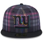 New York Giants mens new era black new york giants 2024 nfl crucial catch plaid 59fifty fitted hat | Giants Shop