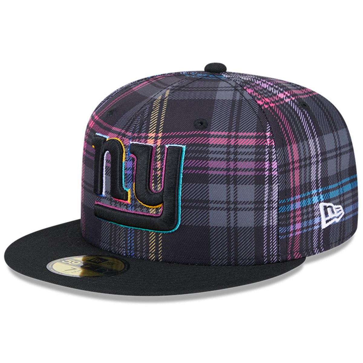 New York Giants mens new era black new york giants 2024 nfl crucial catch plaid 59fifty fitted hat | Giants Shop