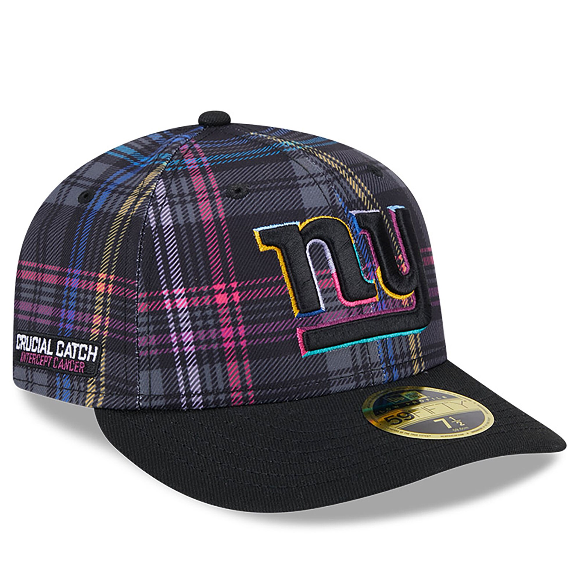 New York Giants mens new era black new york giants 2024 nfl crucial catch plaid low profile 59fifty fitted hat | Giants Shop