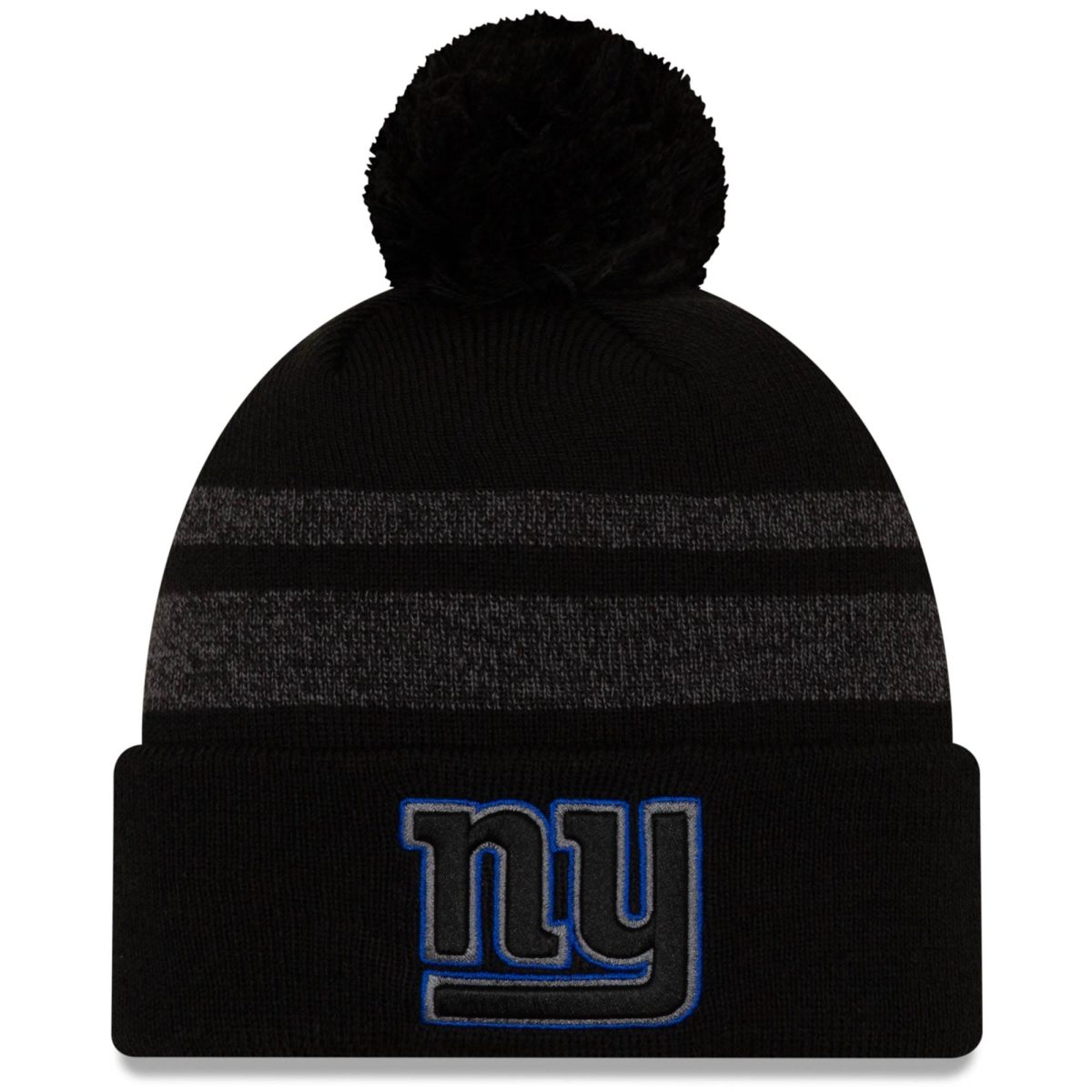 New York Giants mens new era black new york giants dispatch cuffed knit hat with pom | Giants Shop