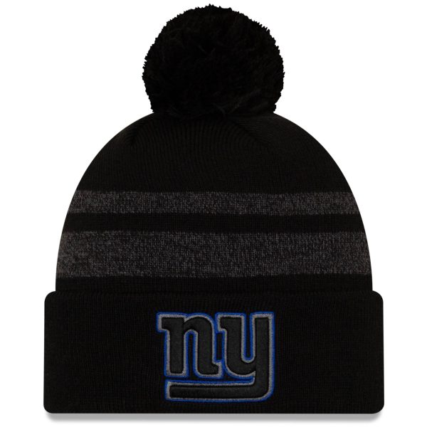New York Giants mens new era black new york giants dispatch cuffed knit hat with pom | Giants Shop