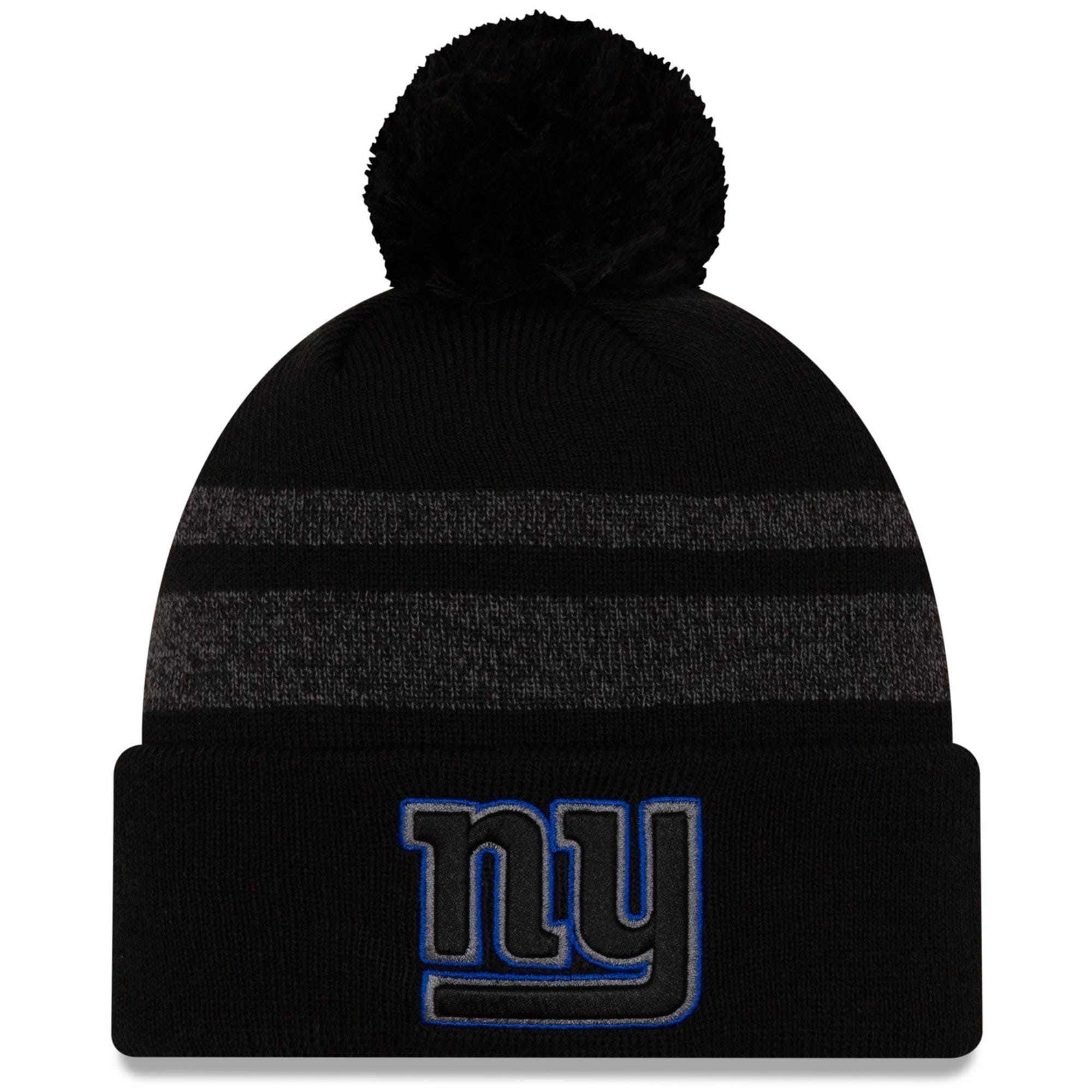 New York Giants mens new era black new york giants dispatch cuffed knit hat with pom | Giants Shop