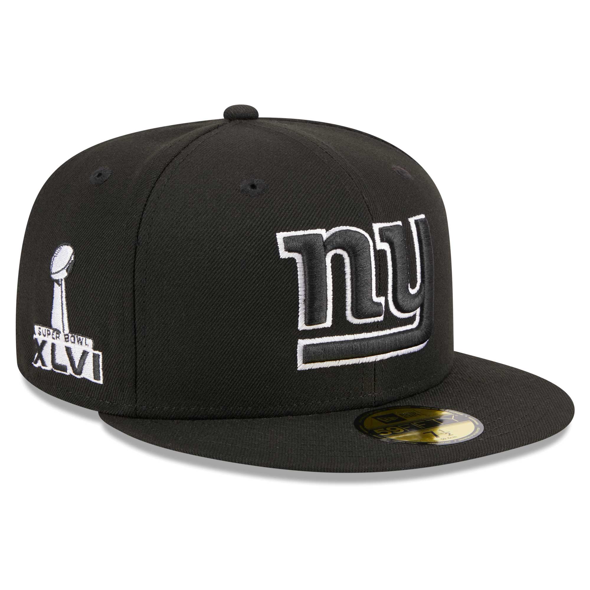 New York Giants mens new era black new york giants main patch 59fifty fitted hat | Giants Shop